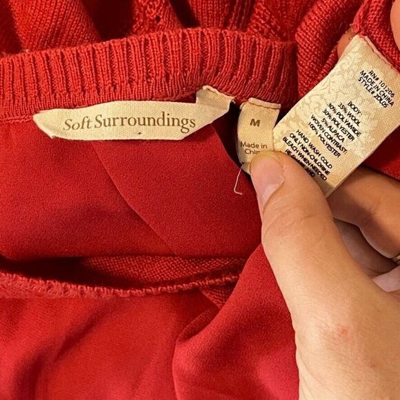 Soft Surroundings Coral Pink Wool Alpaca Blend Scoop Neck Sweater Sz M - Picture 3 of 7